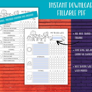 Kids Daily Routine Chart Printable | Morning Afternoon Evening Schedule ...