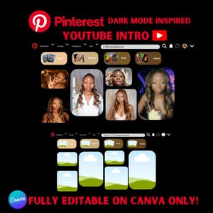 Pinterest Dark Mode -Inspired YouTube Intro Template | Fully Customisable Canva Template