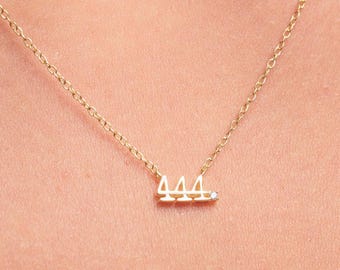 444 Angel Number Necklace • Tiny Necklace • Gold Protection Necklace • Manifestation Necklace • Dainty Angel Necklace • Hypoallergenic