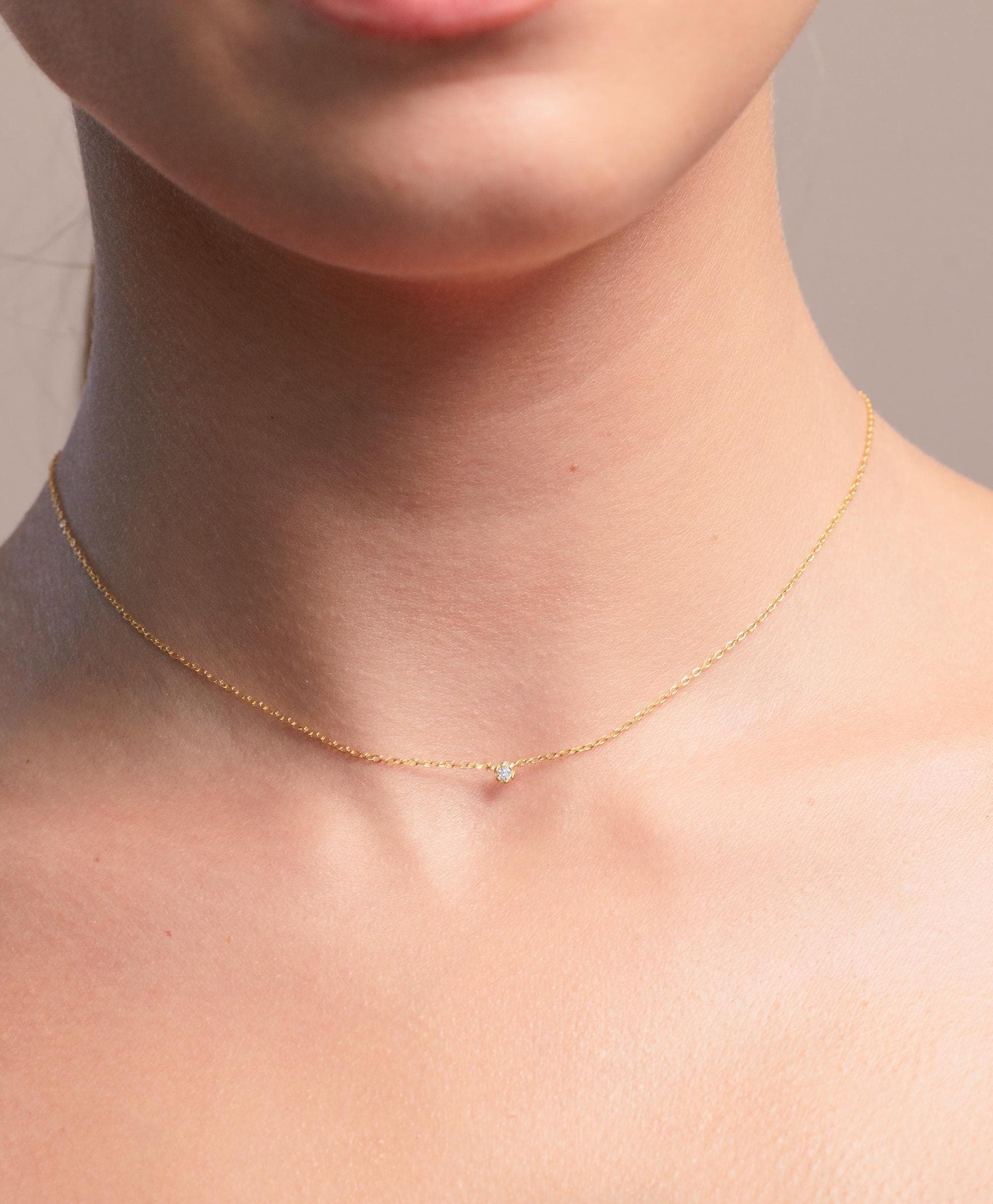 Petite Gem Necklace • Tiny Silver Necklace Dainty Gem Necklace Minimalist Jewelry Rose Gold Necklace • Everyday Gold Necklace