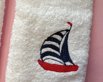Hand Towel - Boat Embriodery