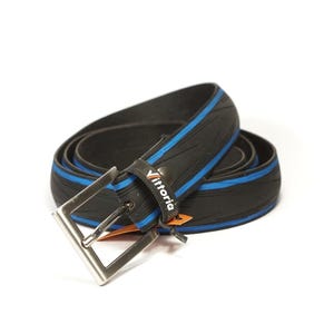 Handmade Recycled Bicycle Tire Belt: Vegan Black & Blu - Etsy display picture 3