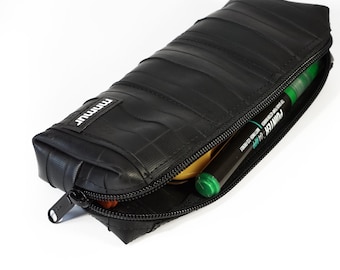 Upcycled Bike Inner Tube Pencil Case with Blac YKK Zip | Handmade Eco-Friendly Pouch