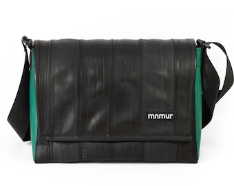 Waterproof Messenger Bag – Upcycled Bicycle Inner Tube • Fits 13″ Laptop • Vegan, Handmade in Italy