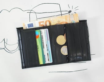 Monedero vertical con monedero / Cámara de bicicleta reciclada y ecológica / Accesorio sostenible hecho a mano / Regalo de San Valentín para él
