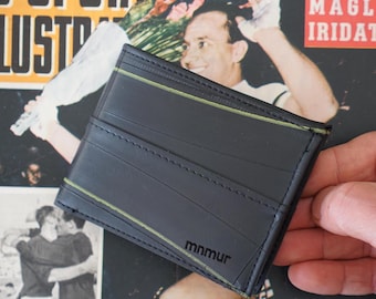 Monedero de cámara de aire reciclada para hombre / Pieza única / Monedero vegano y ecológico / Idea de regalo para amantes de la bicicleta / Monedero de bolsillo