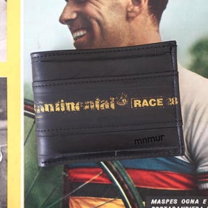 Carteira vegana reciclada – porta-cartões e moedas masculino feito à mão com câmaras de ar de bicicleta