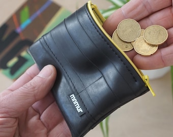 Recycled Bike Tube Coin Purse: Upcycled Vegan Zipper Wallet