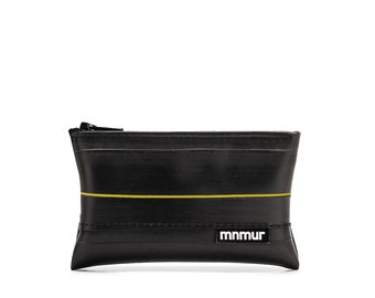 10x6 cm (3.9"x2.3") Waterproof black and yellow coin purse very nicely crafted from recycled inner tube.