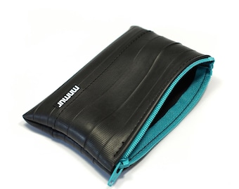 Upcycled Bike Tube Coin Purse: Vegan Zipper Wallet, Eco-Friendly Handmade in Italy