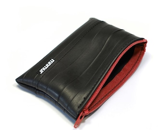Upcycled Inner Tube Coin Wallet: Vegan Zipper Pouch, Handmade in Italy