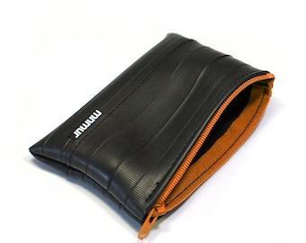 Upcycled Bike Tube Coin Pouch: Handmade Vegan Zipper Wallet