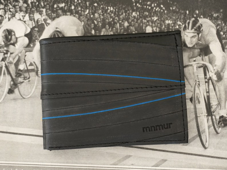 Slim Wallet for men, limited edition. Handmade from bike tubes. Holds coins, cards and notes. Functional and very durable.