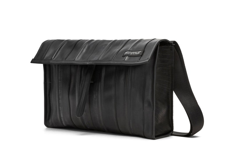 Bike inner tube shoulder bag Fits up to 15 laptop Work bag for men Men/'s vegan bag