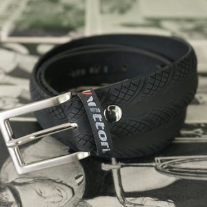 Recycled tire belt handmade in Italy. Black belt for men.