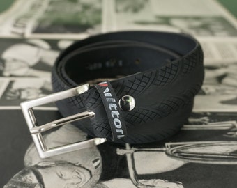 Recycled tire belt handmade in Italy. Black belt for men.