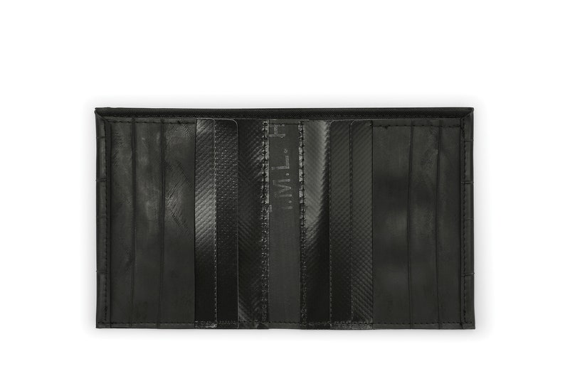 Inner tube bi-fold wallet with black card holder. image 3