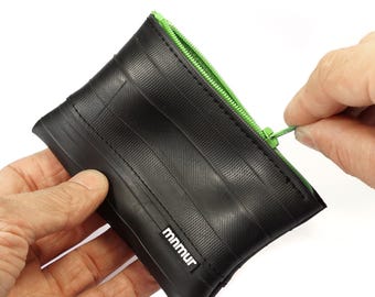 Recycled Bike Tube Vegan Coin Purse: Handmade Zipper Pouch