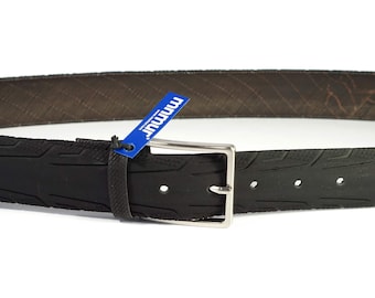 Upcycled Bike Tire Belt: Handmade Vegan Black Belt for Men