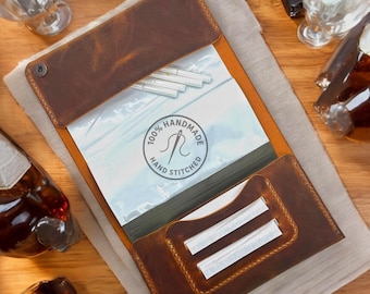 Minimalistischer Ledertabakbeutel, personalisierte schlanke Rolltasche