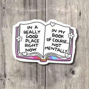 Leesgrage sticker, nu op een goede plek| Angststicker| Sticker boekenliefhebber| Laptopsticker| Cadeaus voor lezers| Grappige Kindle-sticker