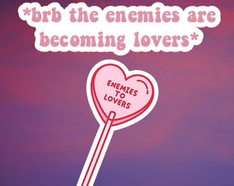 Enemies To Lovers Sticker| Bookish sticker| Book trope| Bookish merch| Kindle stickers| Booktok| Retro| Reader Gifts| Gifts for book lover