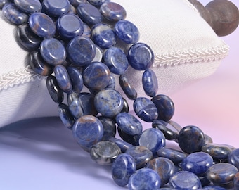 Sodalite Smooth Coin Beads Size 15mm Jewelry Making 15 Inch Strand