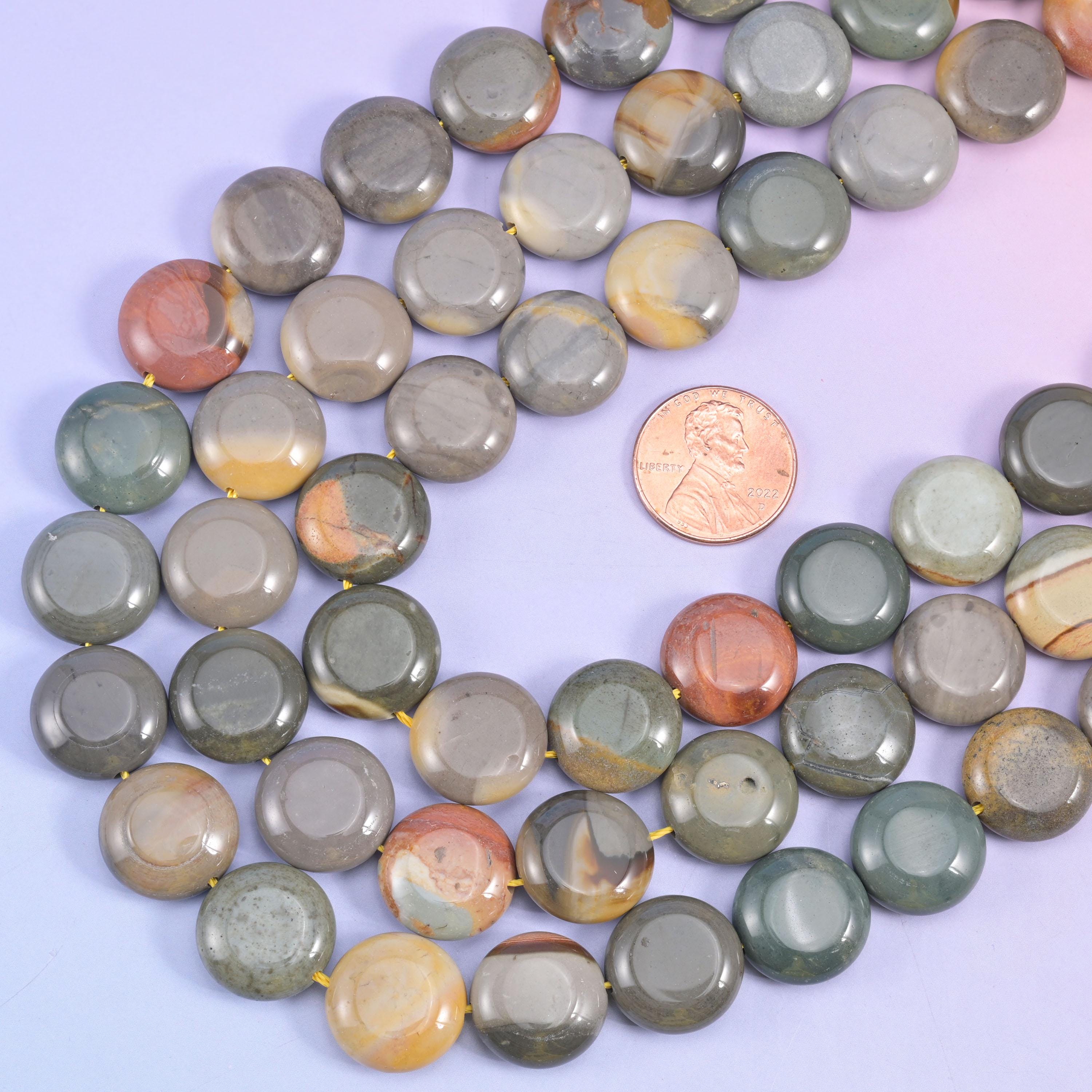 American Picture Jasper Smooth Coin Beads Size 15mm Jewelry Making 15 ...