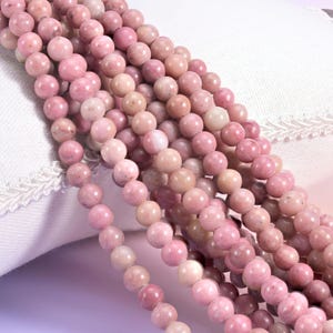 Pink Rhodonite Smooth Round Beads: Jewelry Making, 8 Inch Strand
