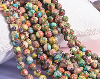 Sea Sediment Jasper Smooth Round Beads: Available in Multiple Size, 15 Inch Strand