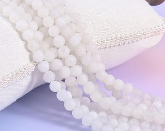 White Jade Matte Round Beads 4mm 6mm 8mm 10mm Jewelry Making 15 Inch Strand