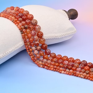 Red Fire Agate Round Natural Stone Beads 4mm 6mm 8mm 10mm 12mm, 15.5 Inch Strand
