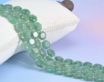 Green Aventurine Flat Faceted Hexagon Beads Size 12mm Jewelry Making 15.5 Inch Strand