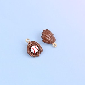 Baseball Charms Enamel Glove 18K Gold Plated 17x12mm, Sports Charm Pendant for Bracelet