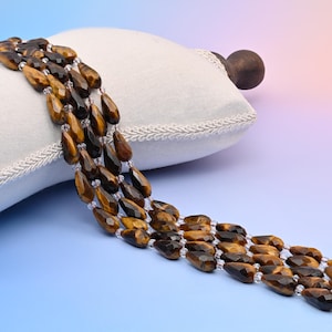 Tiger Eye Faceted Teardrop Beads Size 16x8mm Jewelry Making 15.5 Inch Strand
