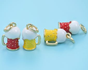 18K Gold Filled Enamel Orange Cocktail Pendants for DIY Jewelry Making Supply
