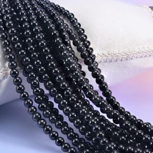 Black Onyx Smooth Round Beads: 6mm, 8mm, 10mm Jewelry Making - 8 Inch Strand