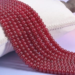 Ruby Red Dyed Jade Smooth Rondelle Beads 5x8mm 15 Inch Strand
