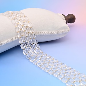 Clear Quartz Faceted Rectangular Beads 10x8mm, Natural Transparent Crystal Tablet, 15.5 Inch Strand
