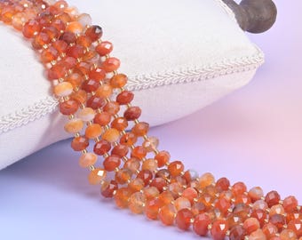 Dyed Red Stripe Agate Faceted Rondelle Beads 6x10mm, Banded Natural Stone, 15.5 Inch Strand