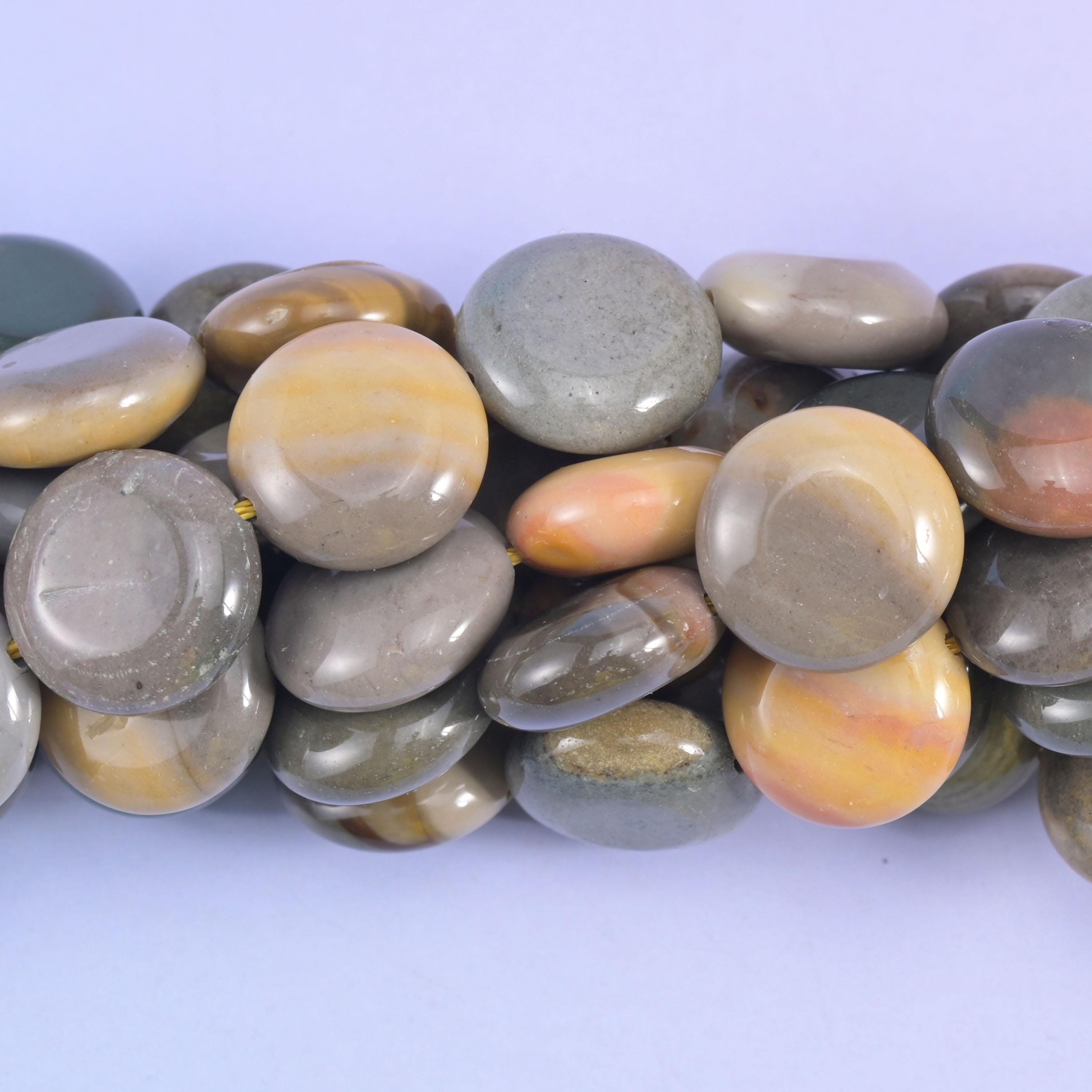 American Picture Jasper Smooth Coin Beads Size 15mm Jewelry Making 15 ...
