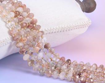 Red Copper Rutilated Quartz Rondelle Beads: Faceted Gemstone Jewelry Making