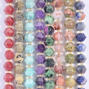 Amethyst Jade Faceted 8 Sided Rhombus Beads 10mm, 8 Stone Choices, 15.5 Inch Strand