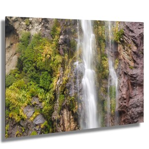 Waterfall Closeup in Milford Sound, Photography Print, Fiordland National Park, New Zealand, South Island, Fine Art Print