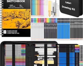 176-Piece Art Sketching Kit: Graphite, Charcoal & Watercolor Pencils