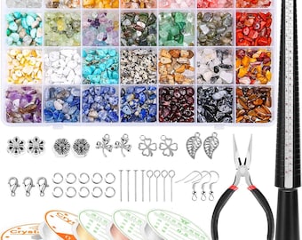 Crystal Chip Bead Jewelry Making Kit: Gemstone Pendants, Wire & Pliers