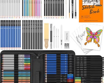 81-Piece Drawing Art Set: Sketch Pencils, Colored & Watercolor Pencils