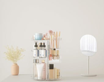 Spinning Makeup Organizer: 8-Layer Adjustable Cosmetic Display Case