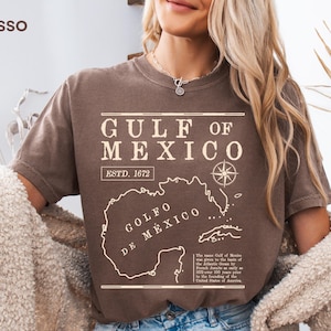 Comfort Colors® Golf von Mexiko-Shirt, Golf von Mexiko-Shirt Golf von Amerika-T-Stück Deteil-Patländisch, Sommerferien-Hemd, Vintage Karten-Hemd, Kompass-T-Stück