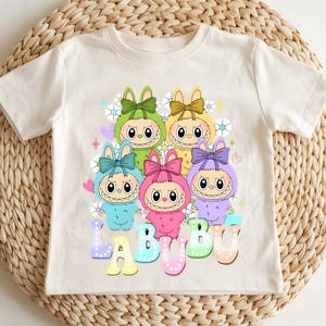 Labubu Kids Shirt, Cute Cartoon Dolls Graphic Tee, Kawaii Labubu Characters ,Toddler Shirt  Colorful Anime Chibi Style Baby Suit